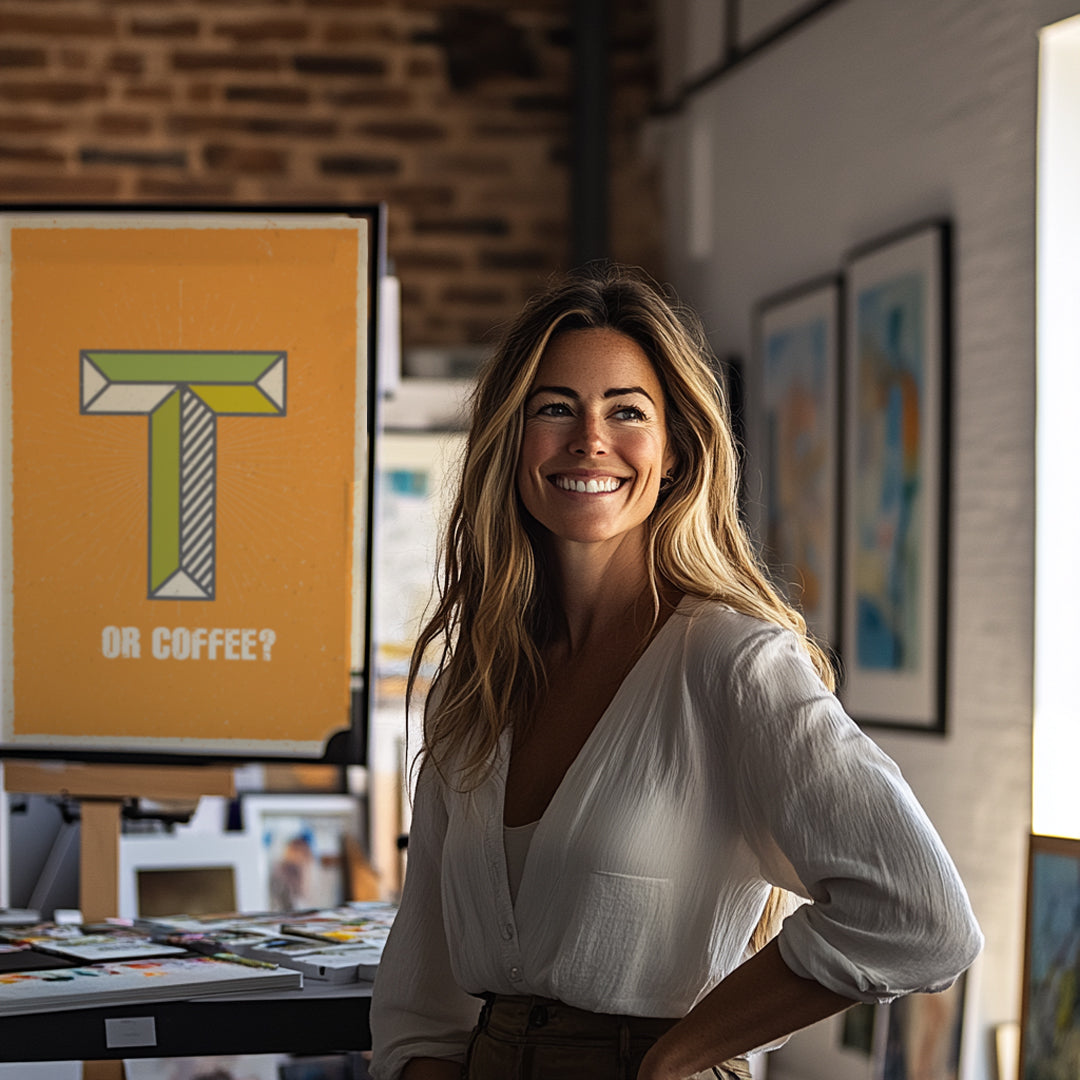 Retro T or Coffee Print – Rustic Kitchen & Coffee Shop Wall Art