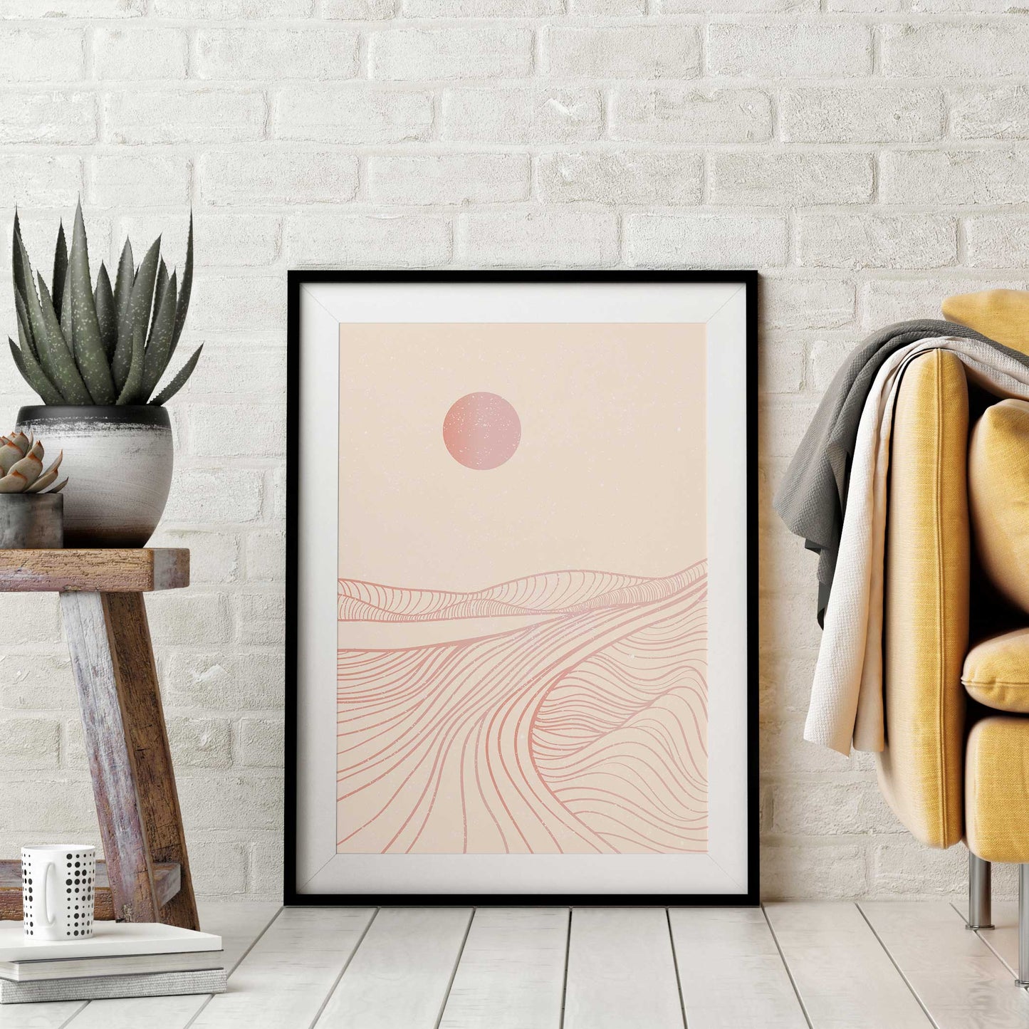 Pastel Desert Sunset Line Art Print | UNFRAMED Giclée Print