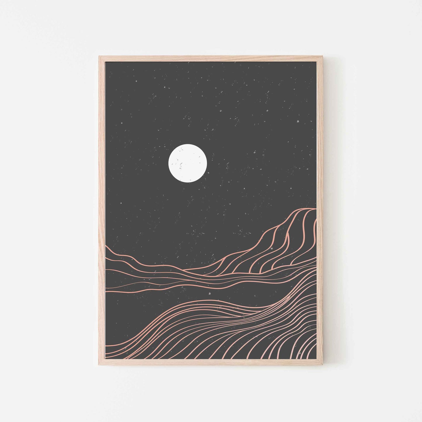 Minimalist Moon & Hills Line Art Print | UNFRAMED Giclée Print