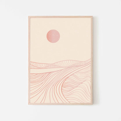 Pastel Desert Sunset Line Art Print | UNFRAMED Giclée Print