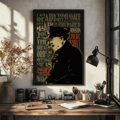 Winston Churchill Pop Art Quote Portrait , Inspirational saying, famous quotes, wall decoration, gift, UNFRAMED, icons, celebrity, wall art