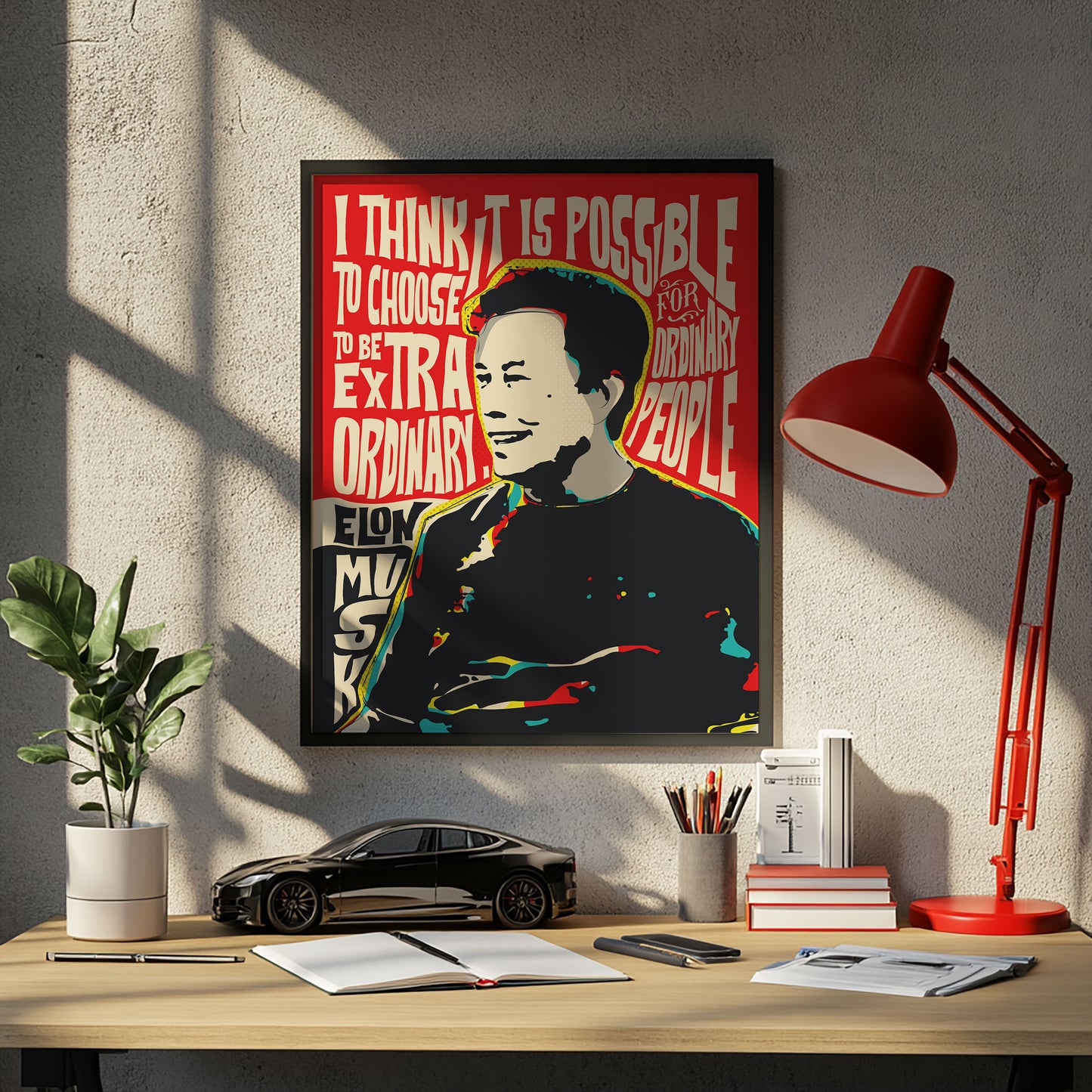 Elon Musk Pop Art Quote Portrait | Inspirational Wall Art Print | Modern Pop Art Poster | Unframed Giclée Print | Tesla Icon Artwork