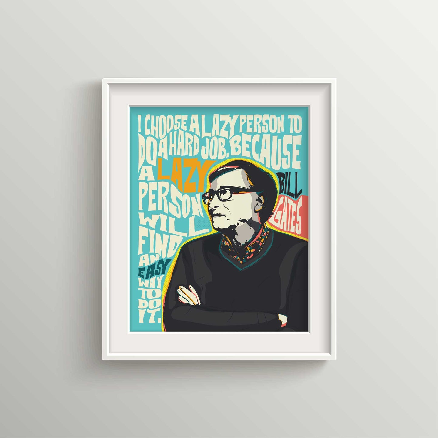 Bill Gates Pop Art Quote Print | Motivational Wall Art | UNFRAMED