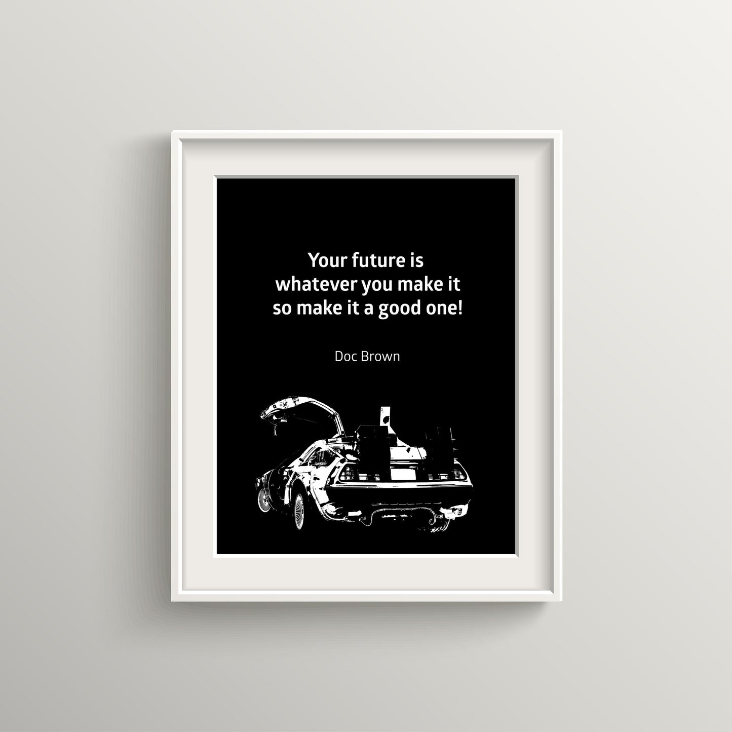 Retro Sci-Fi Car Print – Iconic Movie Quote – Black and White Grunge Art