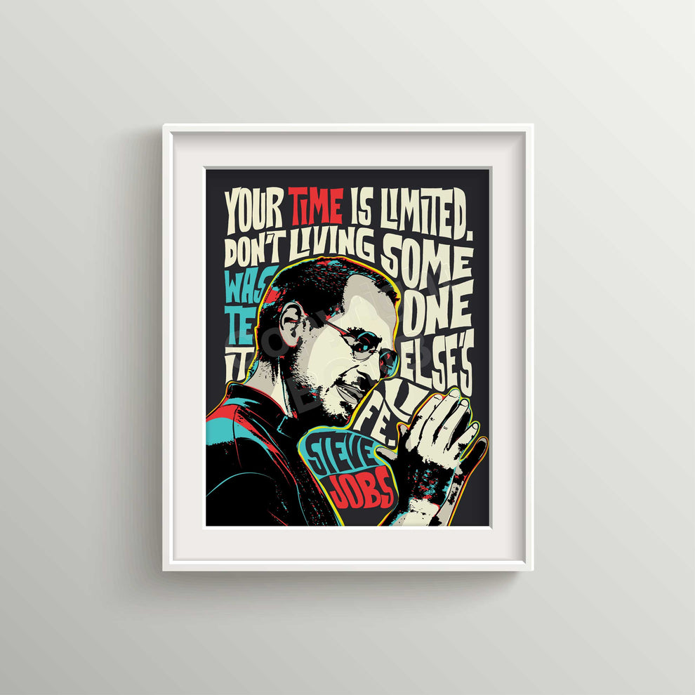 Pop Art Portrait of Steve Jobs with Inspirational Quote Wall Art Pri