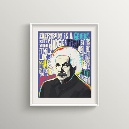 Genius Pop Art Quote Print | Motivational Wall Art | UNFRAMED