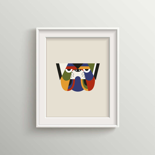 Abstract Geometric Bulldog Art Print for Nursery Decor | Modern Geometric Wall Art