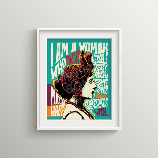 Pop Art Icon Portrait – Mata Hari Quote Print – Modern Freestyle Psychedelic Wall Art