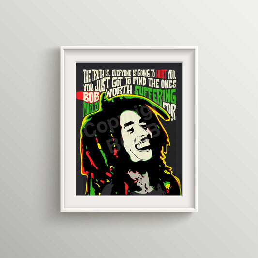 Pop Art Style BM Portrait with Inspirational Quote – Unframed Wall Art Print, Gift Idea