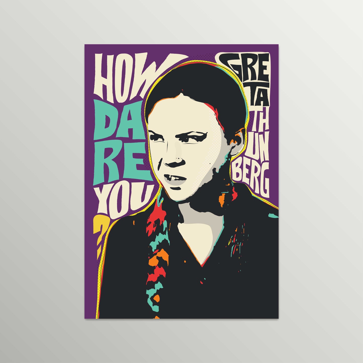 Pop Art Icon Portrait – Greta Thunberg Quote Print – Environmental Activist Wall Art