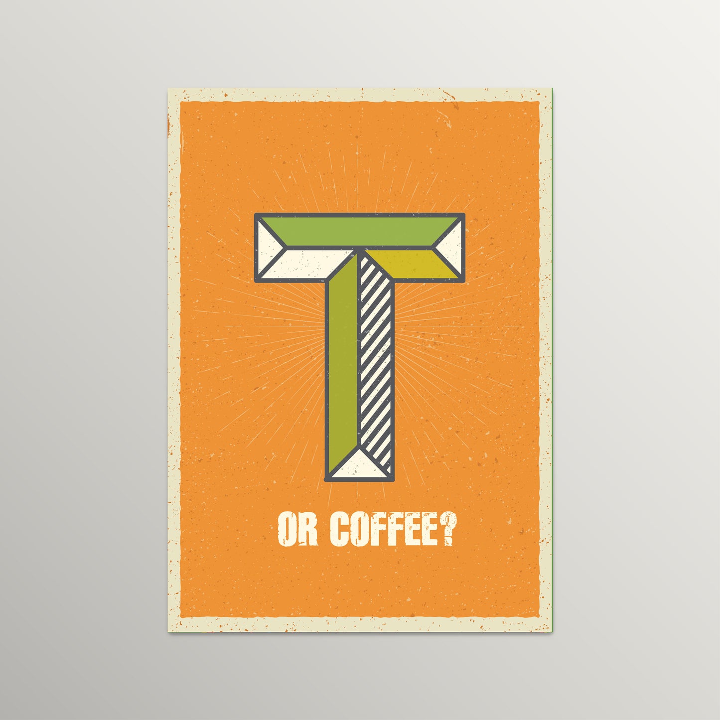 Retro T or Coffee Print – Rustic Kitchen & Coffee Shop Wall Art