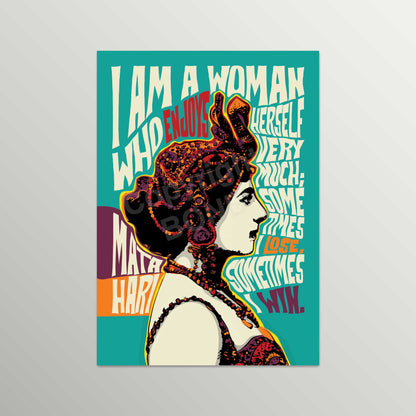 Pop Art Icon Portrait – Mata Hari Quote Print – Modern Freestyle Psychedelic Wall Art