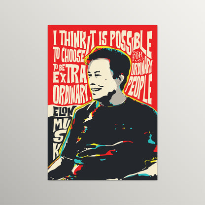 Elon Musk Pop Art Quote Portrait | Inspirational Wall Art Print | Modern Pop Art Poster | Unframed Giclée Print | Tesla Icon Artwork