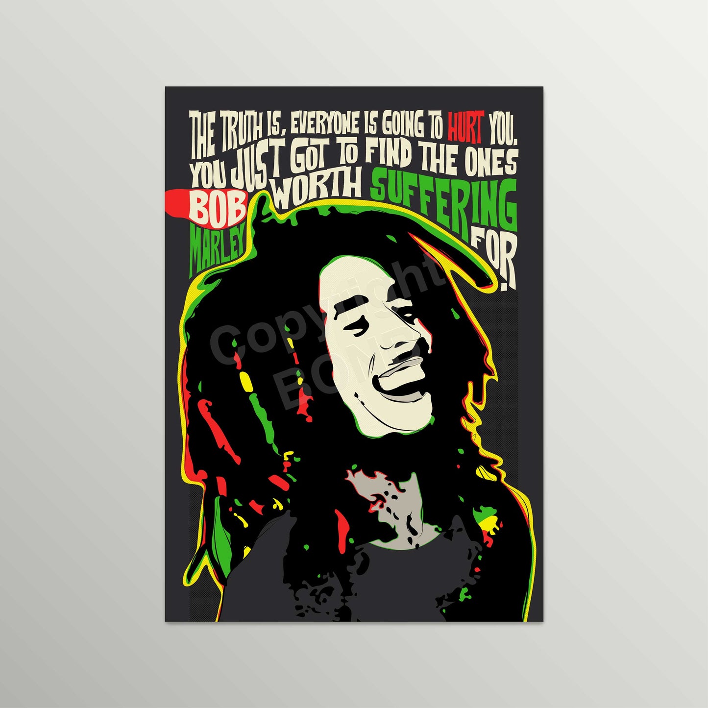 Pop Art Style BM Portrait with Inspirational Quote – Unframed Wall Art Print, Gift Idea