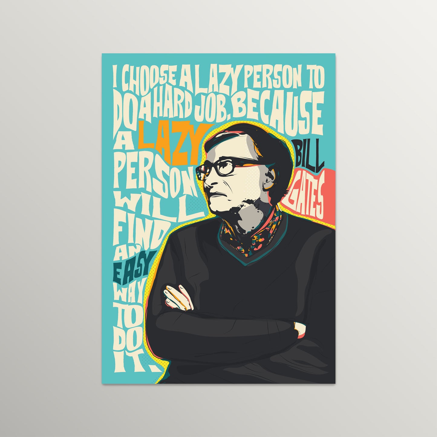 Bill Gates Pop Art Quote Print | Motivational Wall Art | UNFRAMED