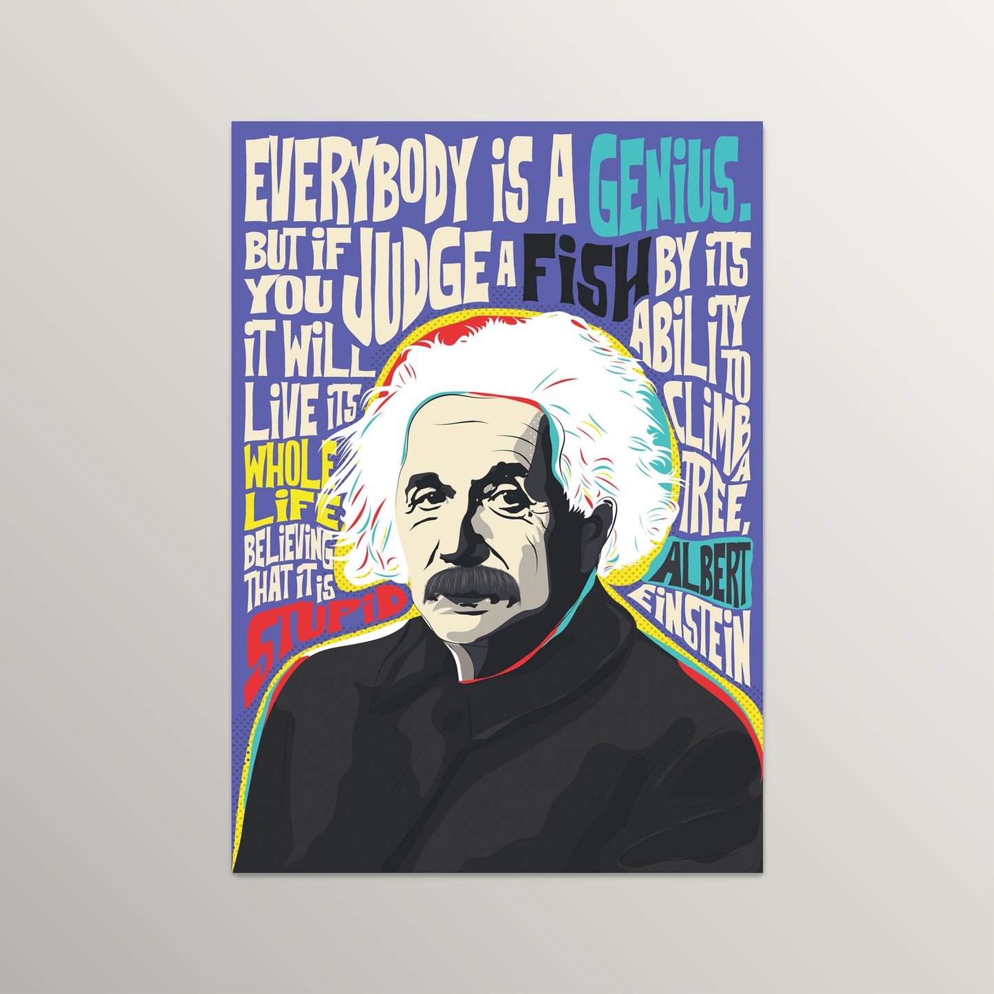 Genius Pop Art Quote Print | Motivational Wall Art | UNFRAMED