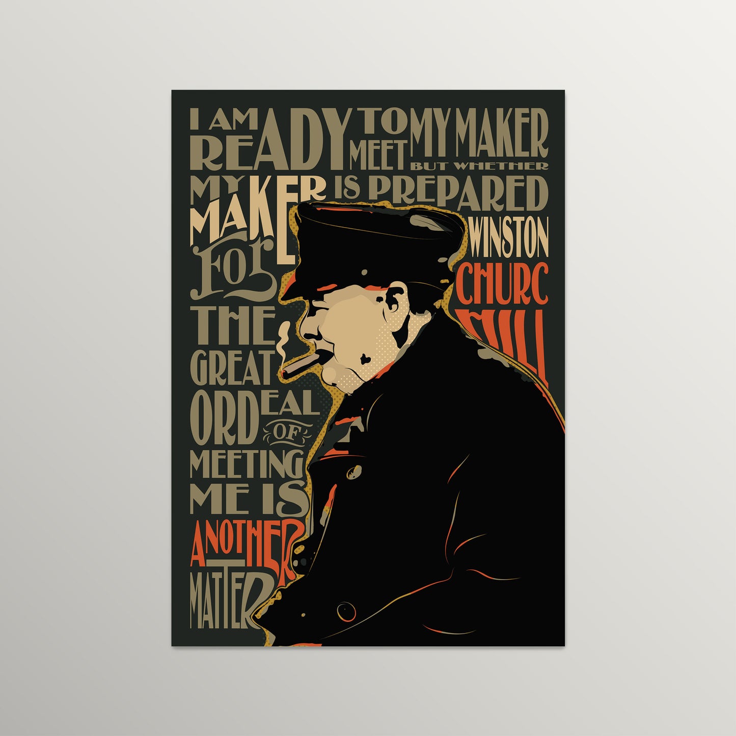 Winston Churchill Pop Art Quote Portrait , Inspirational saying, famous quotes, wall decoration, gift, UNFRAMED, icons, celebrity, wall art