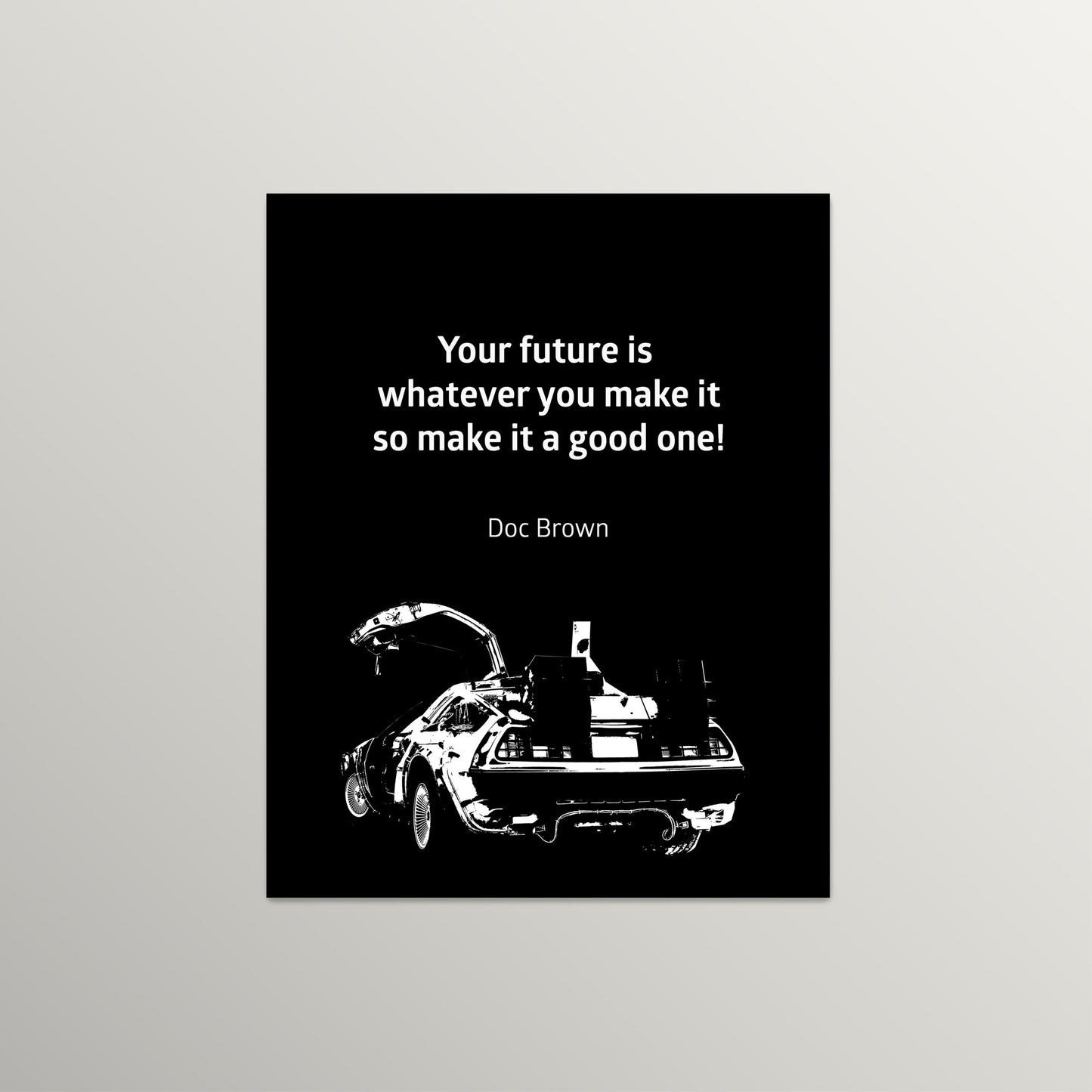 Retro Sci-Fi Car Print – Iconic Movie Quote – Black and White Grunge Art