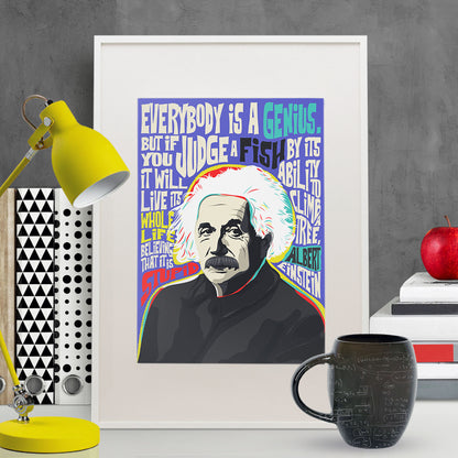 Genius Pop Art Quote Print | Motivational Wall Art | UNFRAMED