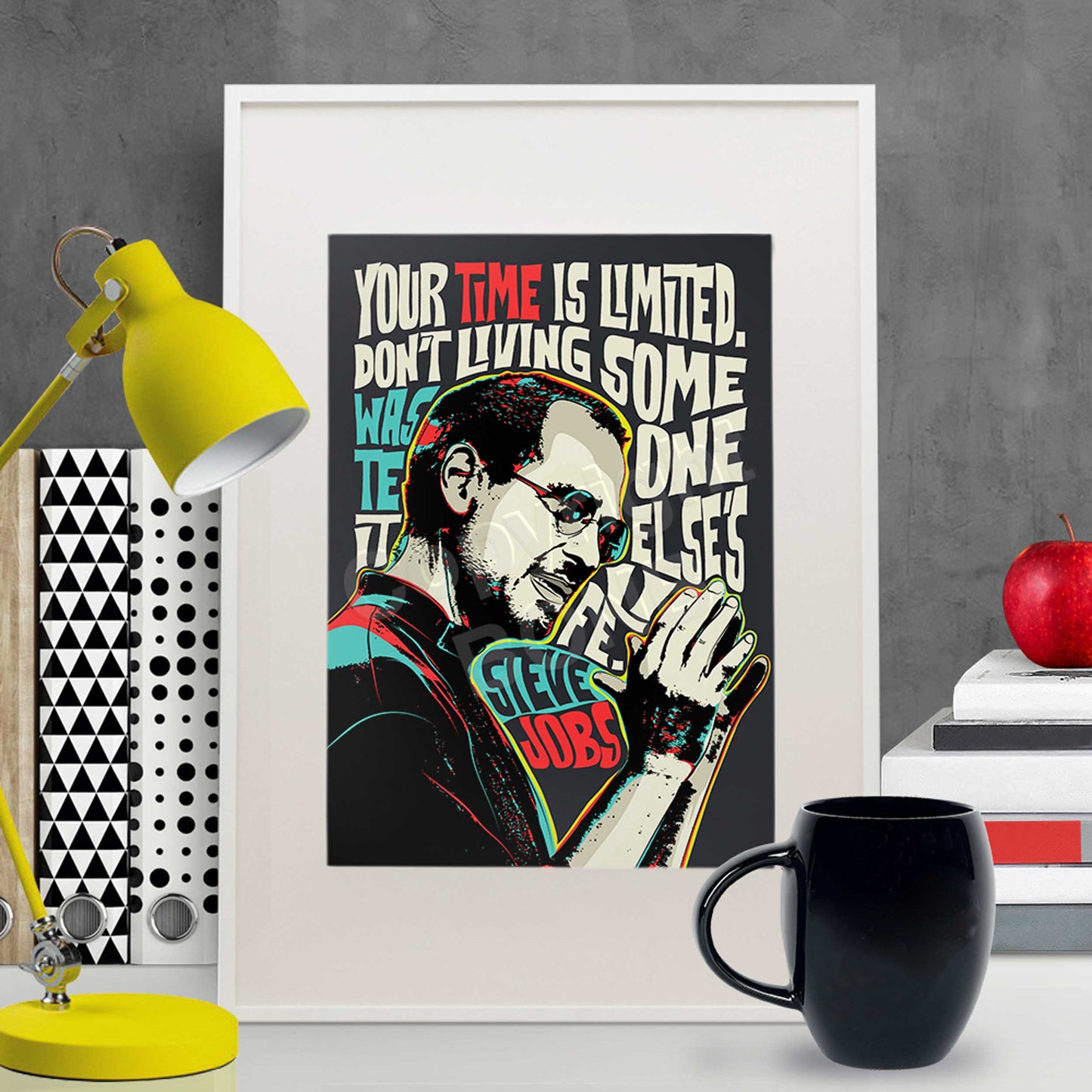 Pop Art Portrait of Steve Jobs with Inspirational Quote | Wall Art Print | Unframed