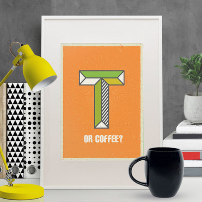 Retro T or Coffee Print – Rustic Kitchen & Coffee Shop Wall Art