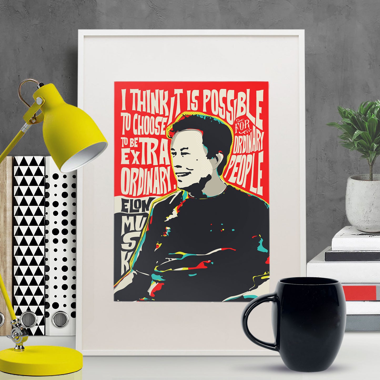 Elon Musk Pop Art Quote Portrait | Inspirational Wall Art Print | Modern Pop Art Poster | Unframed Giclée Print | Tesla Icon Artwork