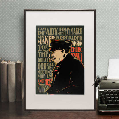 Winston Churchill Pop Art Quote Portrait , Inspirational saying, famous quotes, wall decoration, gift, UNFRAMED, icons, celebrity, wall art