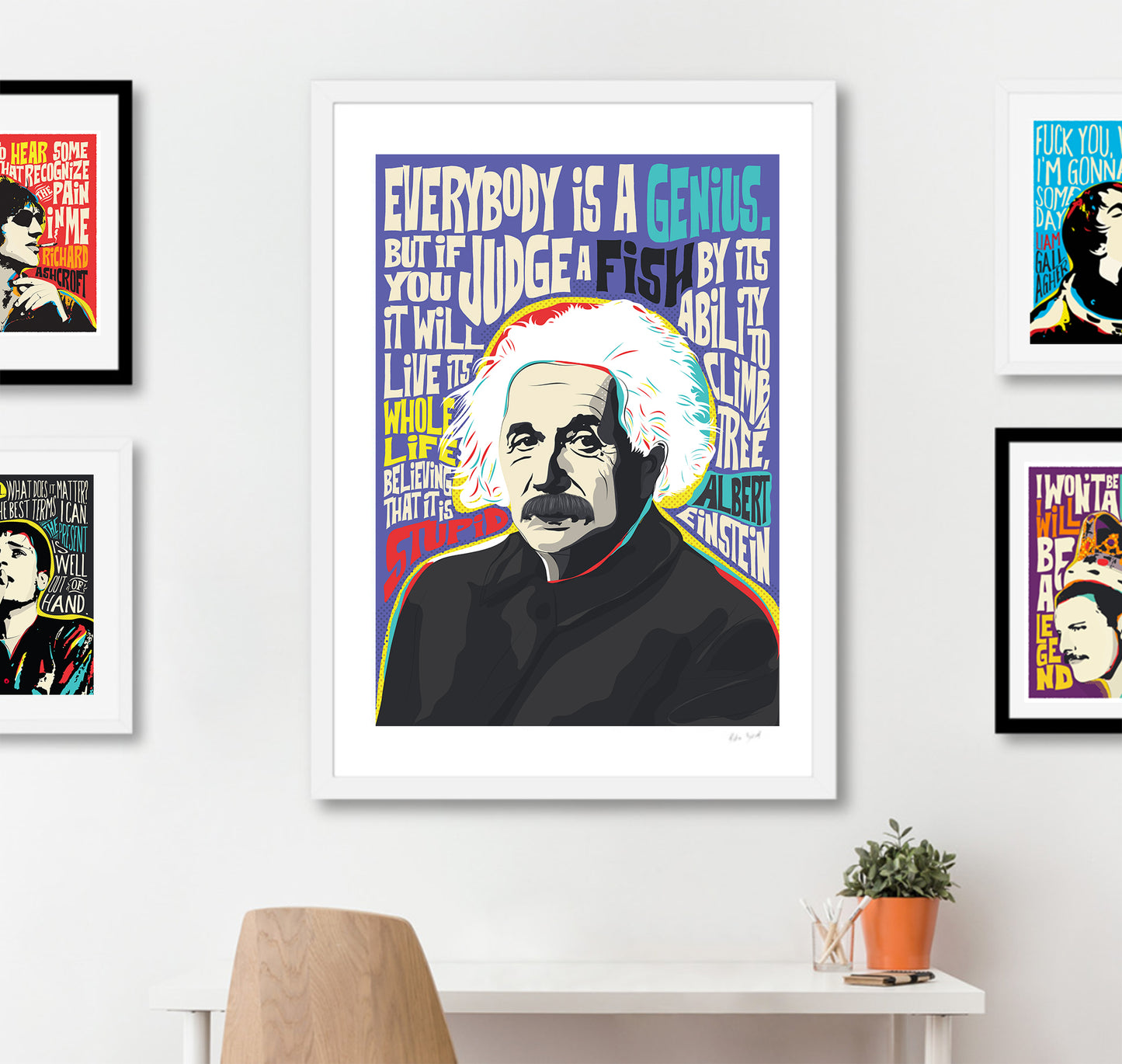 Genius Pop Art Quote Print | Motivational Wall Art | UNFRAMED