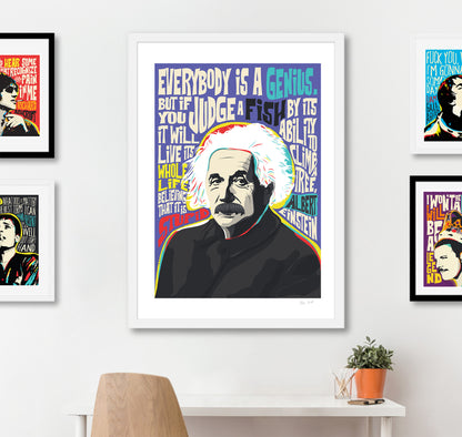 Genius Pop Art Quote Print | Motivational Wall Art | UNFRAMED