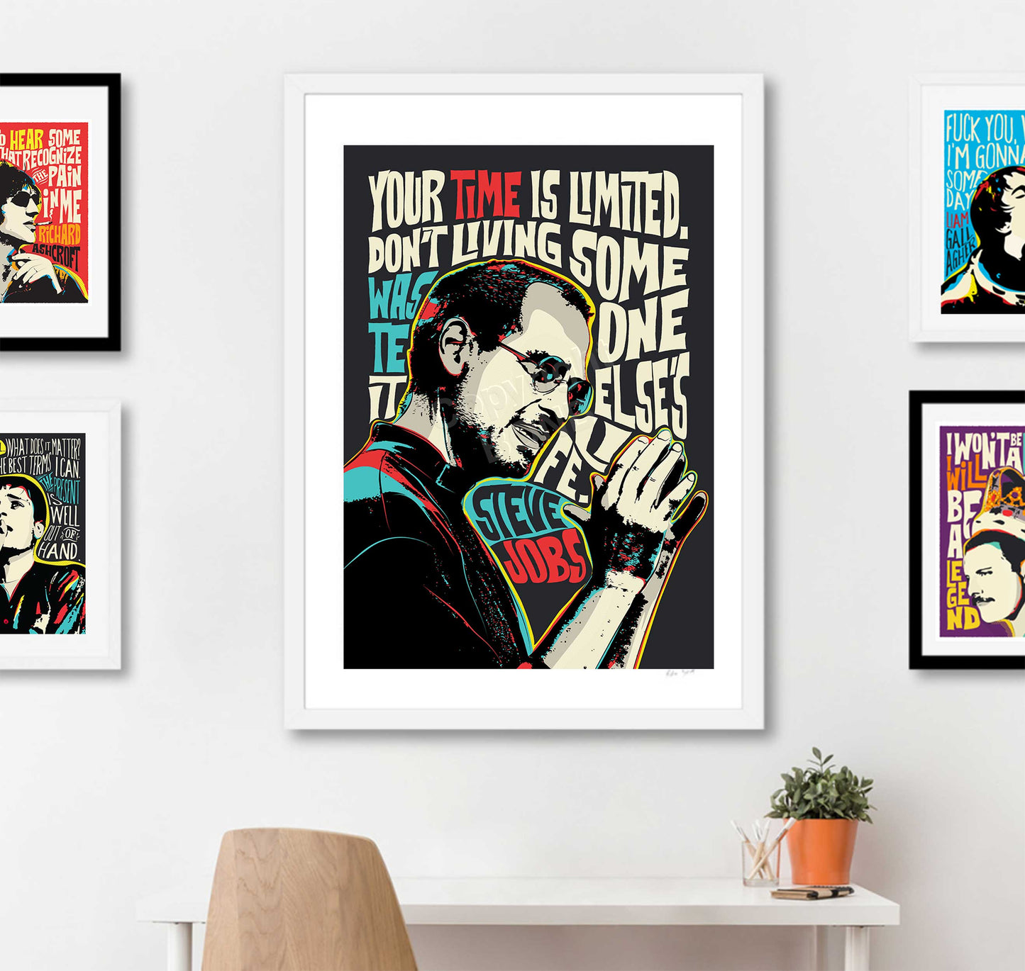 Pop Art Portrait of Steve Jobs with Inspirational Quote | Wall Art Print | Unframed