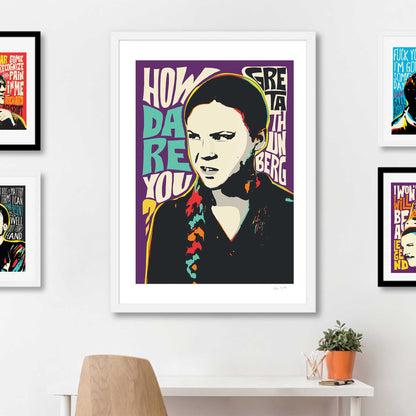 Pop Art Icon Portrait – Greta Thunberg Quote Print – Environmental Activist Wall Art