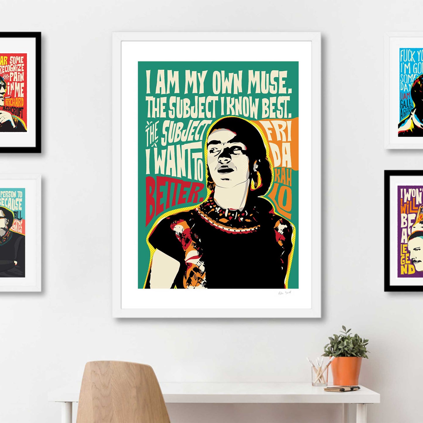 Frida Kahlo Pop Art Quote Portrait Print | Inspirational Wall Art | Mexican Icon | Unframed Giclée Art Print | Modern Pop Art Décor