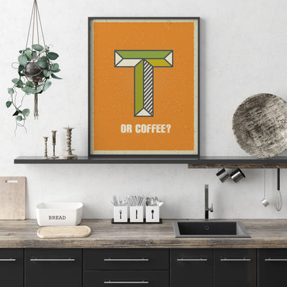 Retro T or Coffee Print – Rustic Kitchen & Coffee Shop Wall Art