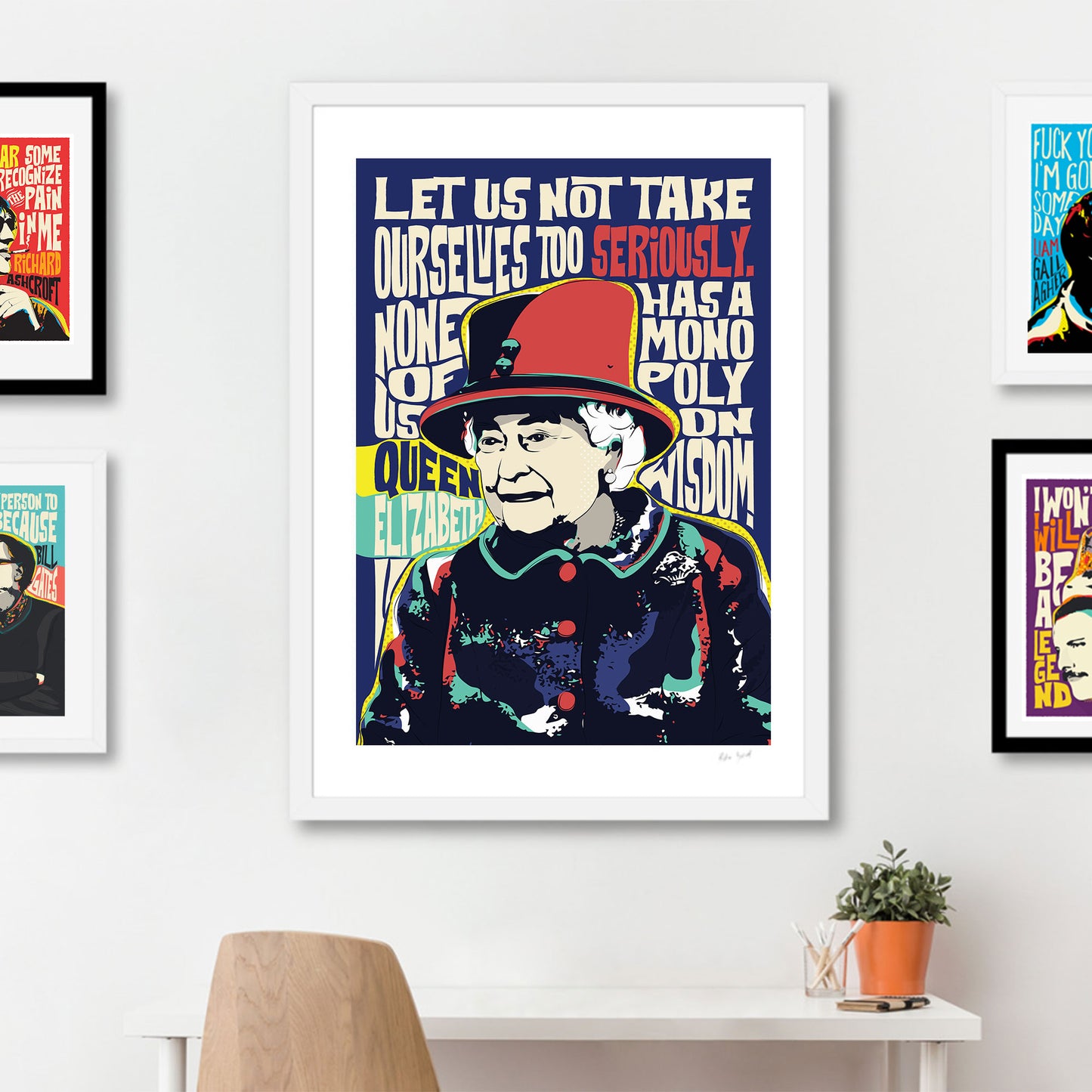 Queen Elizabeth II Pop Art Print | Motivational Quote Wall Art | Unframed Print