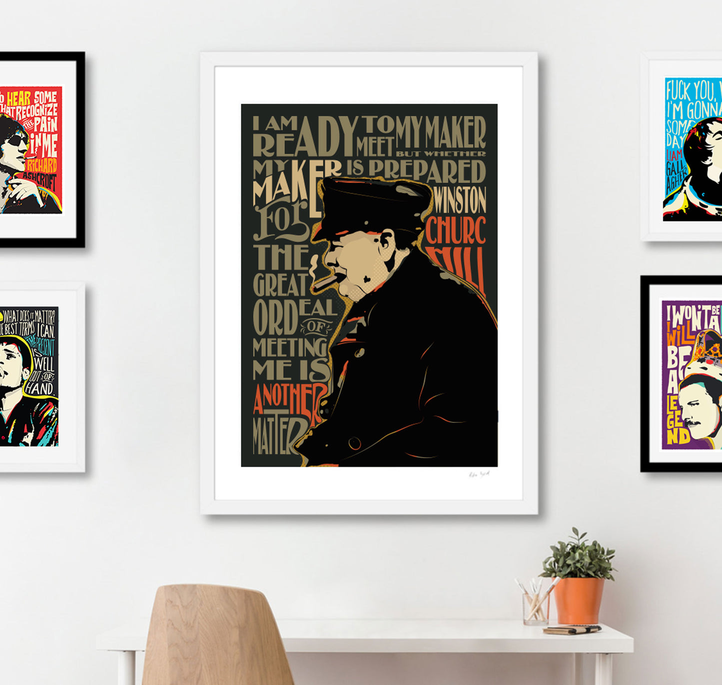 Winston Churchill Pop Art Quote Portrait , Inspirational saying, famous quotes, wall decoration, gift, UNFRAMED, icons, celebrity, wall art