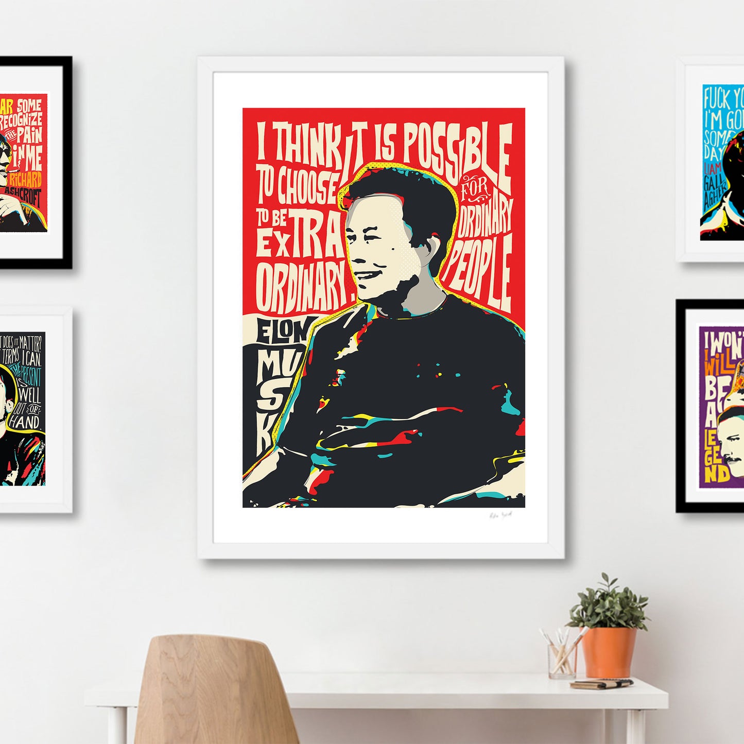 Elon Musk Pop Art Quote Portrait | Inspirational Wall Art Print | Modern Pop Art Poster | Unframed Giclée Print | Tesla Icon Artwork