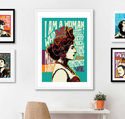 Pop Art Icon Portrait – Mata Hari Quote Print – Modern Freestyle Psychedelic Wall Art