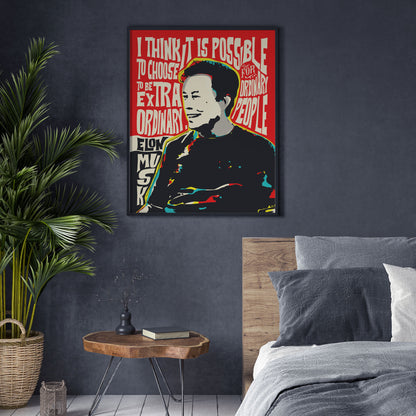 Elon Musk Pop Art Quote Portrait | Inspirational Wall Art Print | Modern Pop Art Poster | Unframed Giclée Print | Tesla Icon Artwork