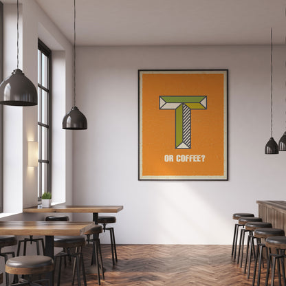 Retro T or Coffee Print – Rustic Kitchen & Coffee Shop Wall Art