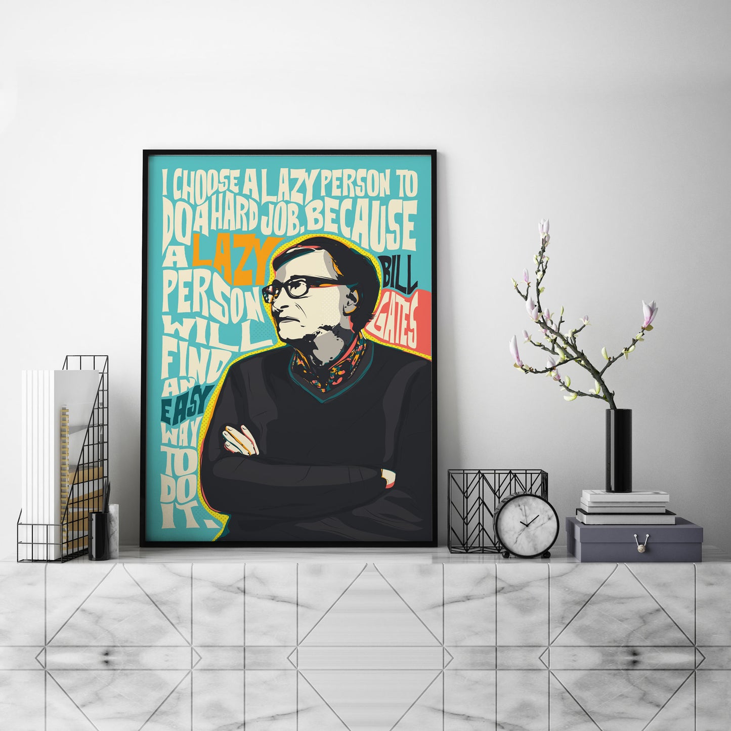 Bill Gates Pop Art Quote Print | Motivational Wall Art | UNFRAMED