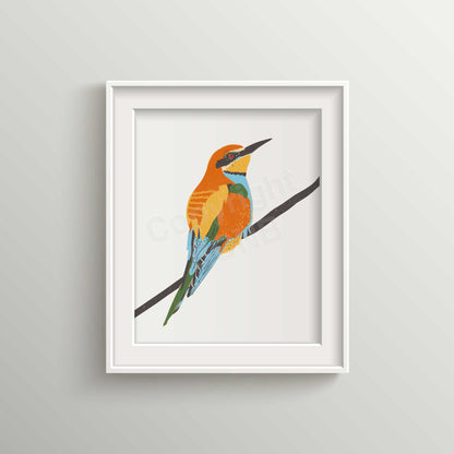 Vibrant Bee Eater Bird Illustration - Nursery Decor, Wall Art for Bird Lovers UNFRAMED