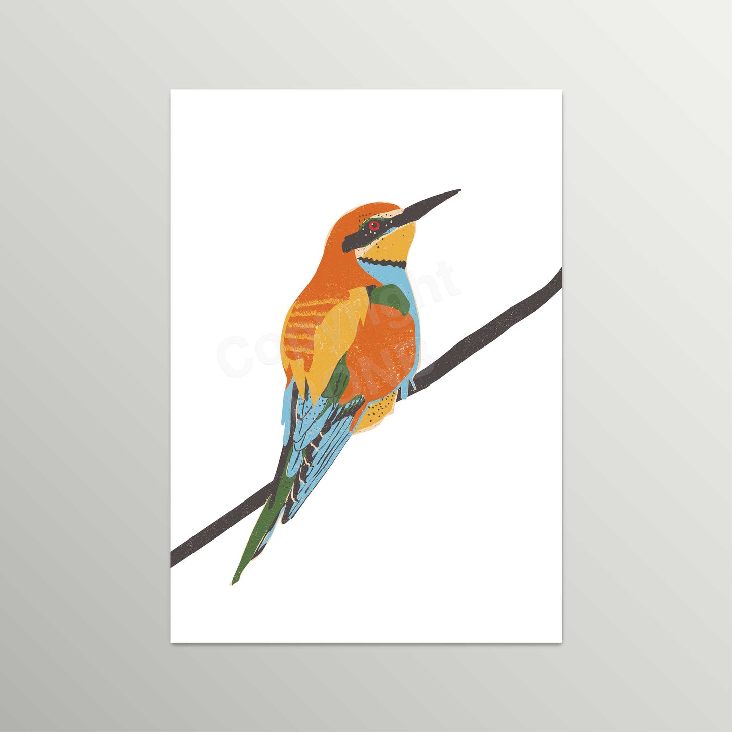 Vibrant Bee Eater Bird Illustration - Nursery Decor, Wall Art for Bird Lovers UNFRAMED