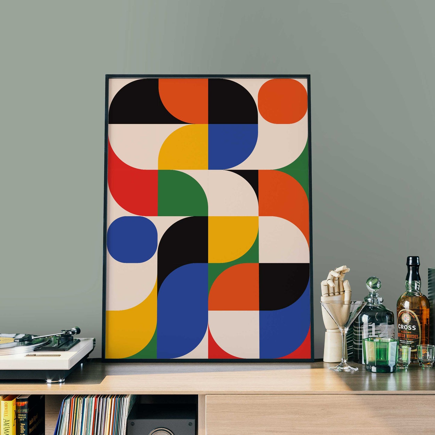 Geometric Bauhaus Wall Art | Modern Mid-Century Print | Unframed