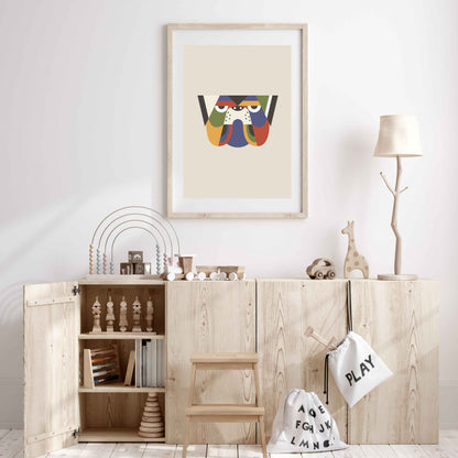 Abstract Geometric Bulldog Art Print for Nursery Decor | Modern Geometric Wall Art