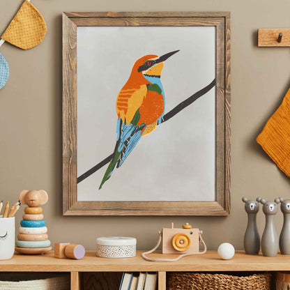 Vibrant Bee Eater Bird Illustration - Nursery Decor, Wall Art for Bird Lovers UNFRAMED