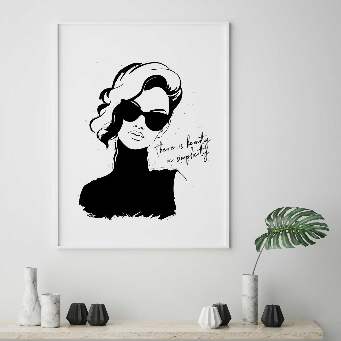 Beauty in Simplicity Minimalist Wall Art, Black and white woman print, Woman fashion art, Woman home decor, Woman wall art, Woman painting, Minimalistic woman art