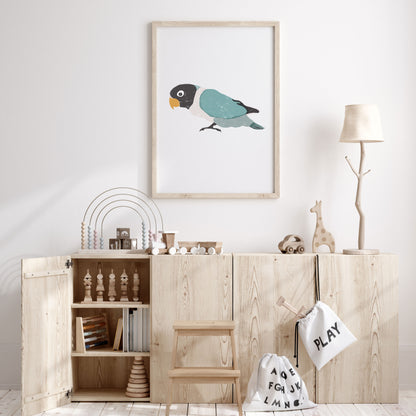 Elegant Illustrated Parrot Giclée Fine Art Print - A Captivating Addition to Any Space - Nursery Decor, UNFRAMED Wall Art for Bird Lovers