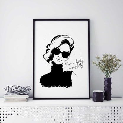 Beauty in Simplicity Minimalist Wall Art, Black and white woman print, Woman fashion art, Woman home decor, Woman wall art, Woman painting, Minimalistic woman art