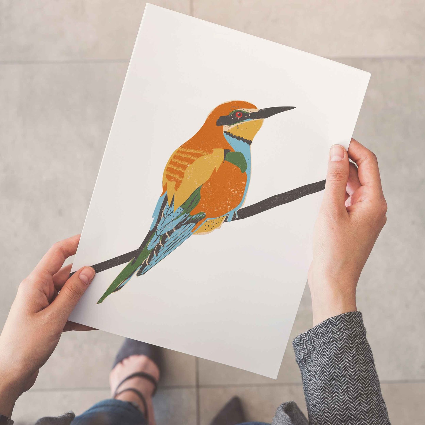 Vibrant Bee Eater Bird Illustration - Nursery Decor, Wall Art for Bird Lovers UNFRAMED