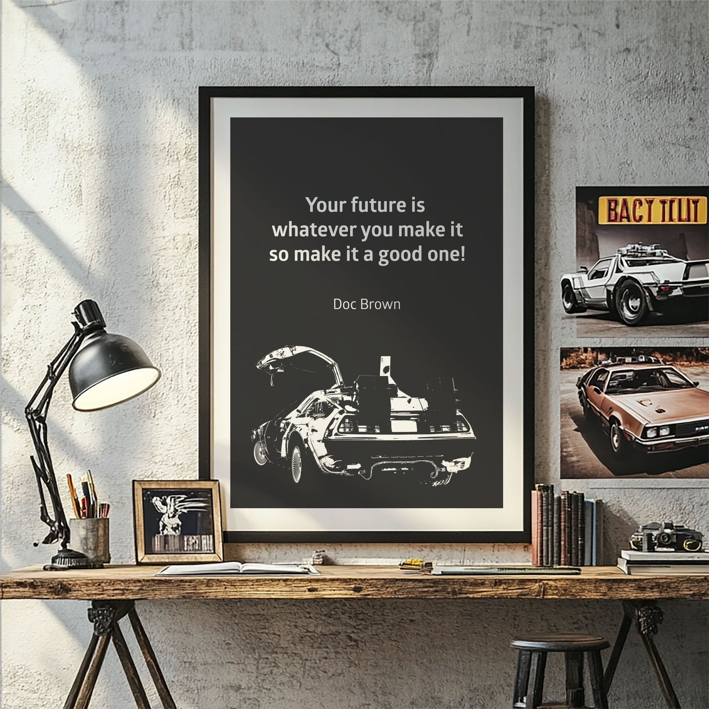 Retro Sci-Fi Car Print – Iconic Movie Quote – Black and White Grunge Art